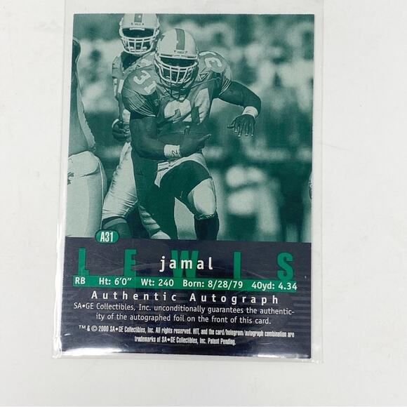 HIT Jamal Lewis Rookie Autograph 2000 Baltimore Ravens A31 - Picture 3 of 3